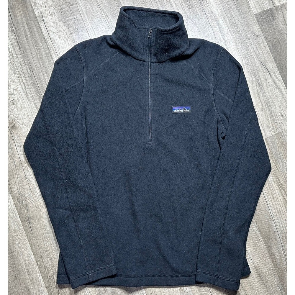 Patagonia Micro D 1/4-Zip Fleece Womens XS‎ Black Long Sleeve Lightweight Fleece